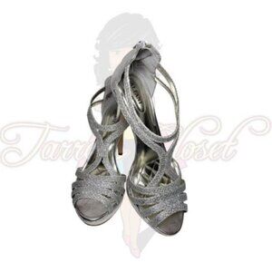 Alfani TACY Silver Open Toe Slip-On Zip Heels